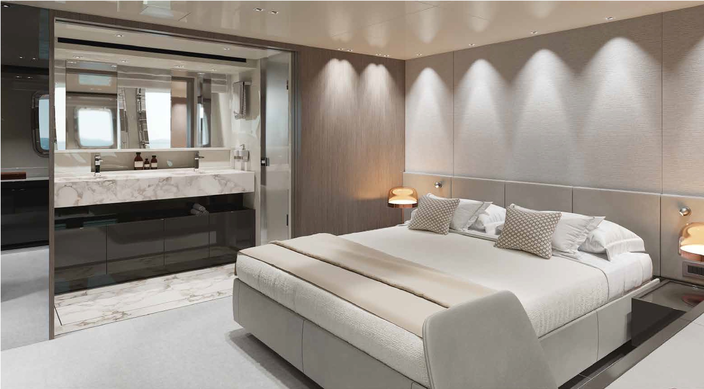 Яхта Sanlorenzo SX88 мастер-каюта на нижней палубе