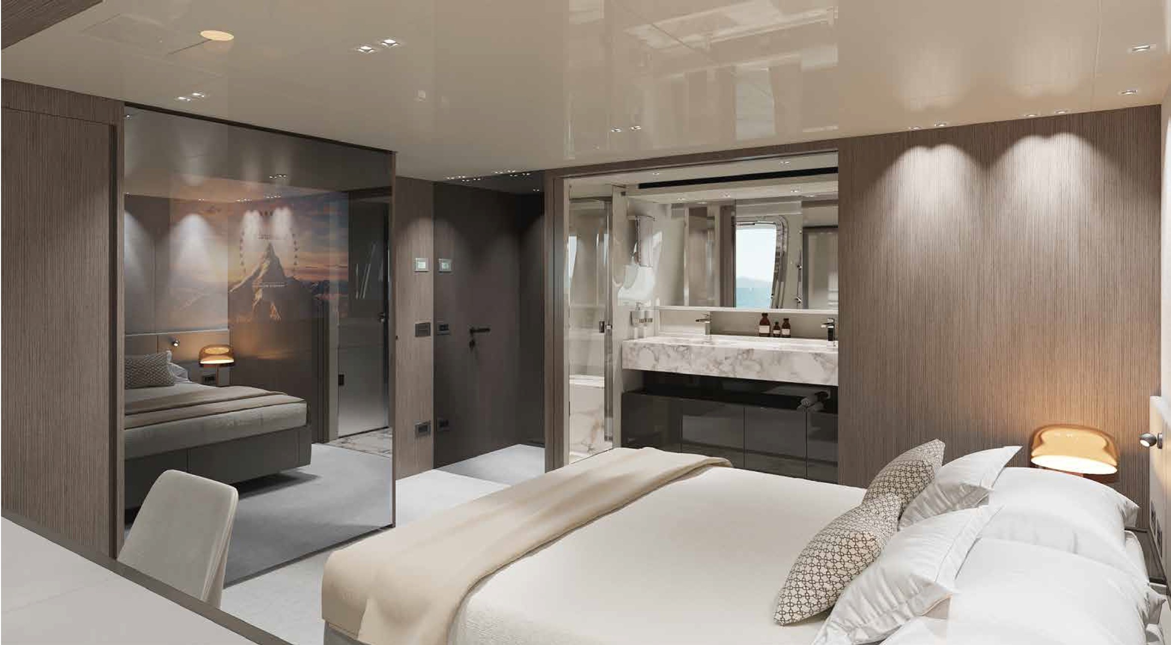 Яхта Sanlorenzo SX88 мастер-каюта на нижней палубе