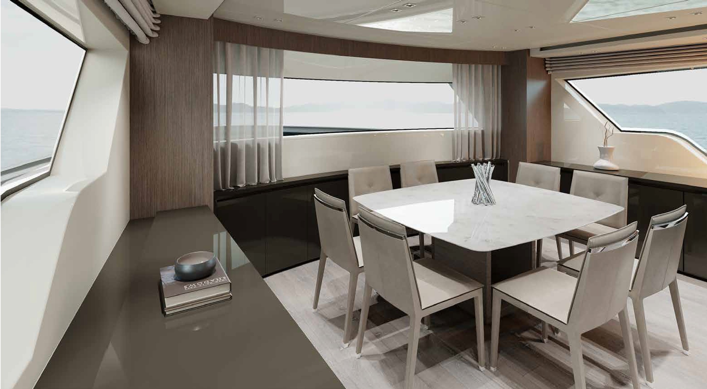 Яхта Sanlorenzo SX88 столовая на главной палубе