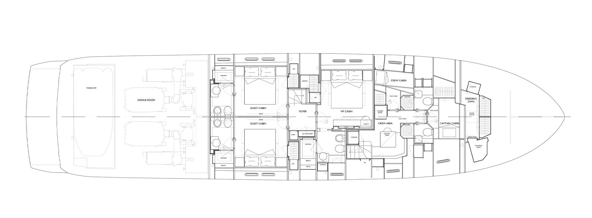 Sanlorenzo SL90A | НИЖНЯЯ ПАЛУБА