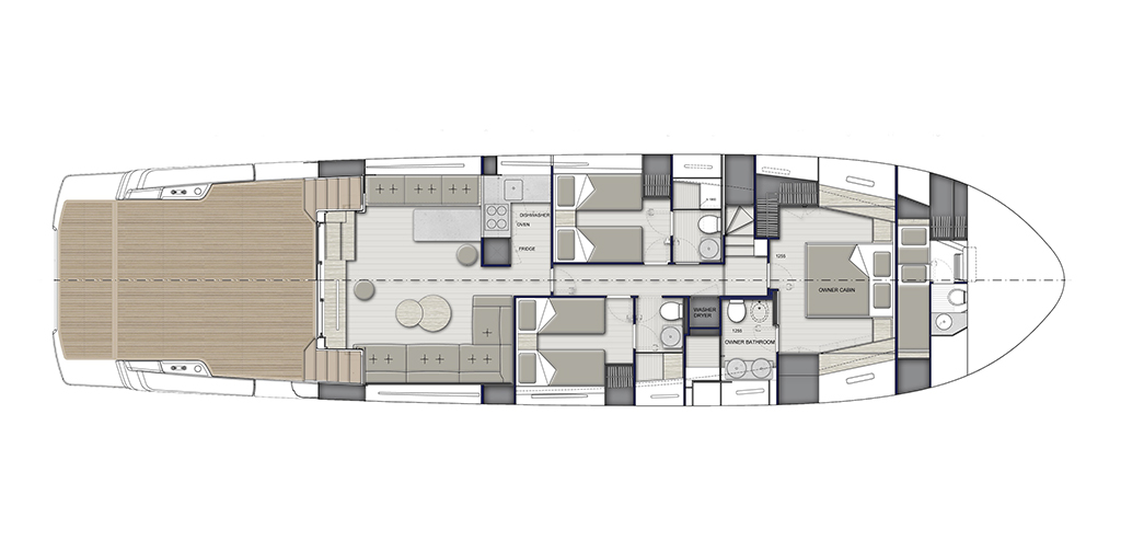 Bluegame BG74 | Нижняя палуба А