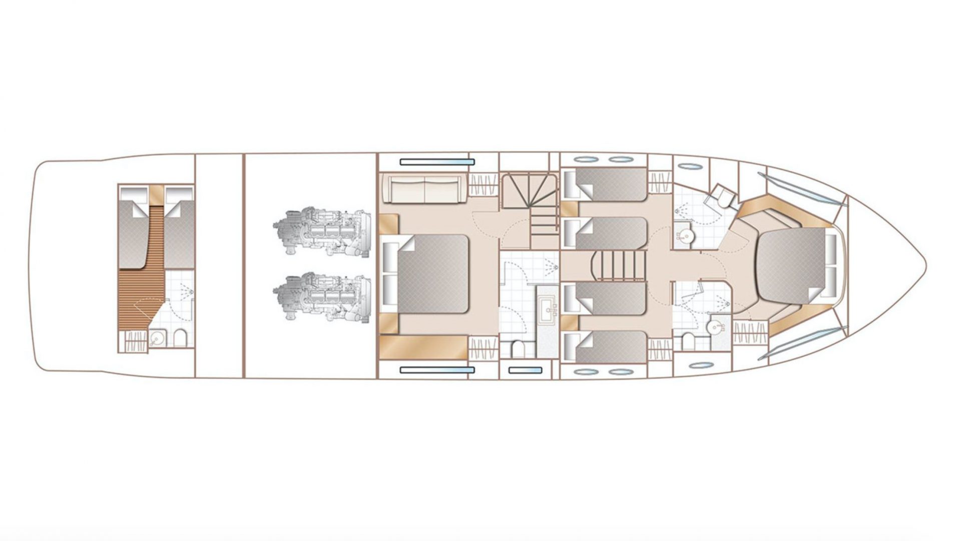 Princess F68 | НИЖНЯЯ ПАЛУБА