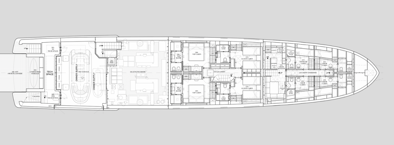 Sanlorenzo 44X-Space | НИЖНЯЯ ПАЛУБА