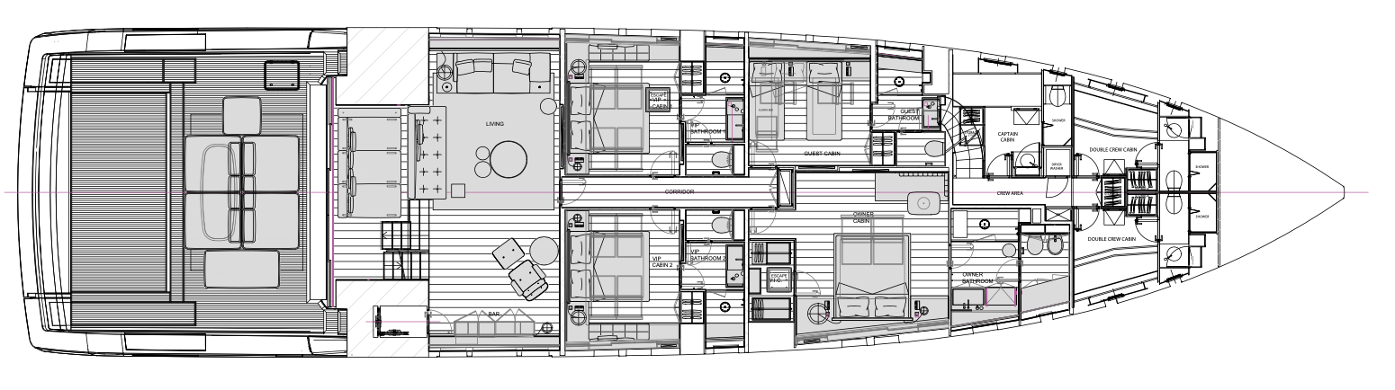 Sanlorenzo SP110 | НИЖНЯЯ ПАЛУБА