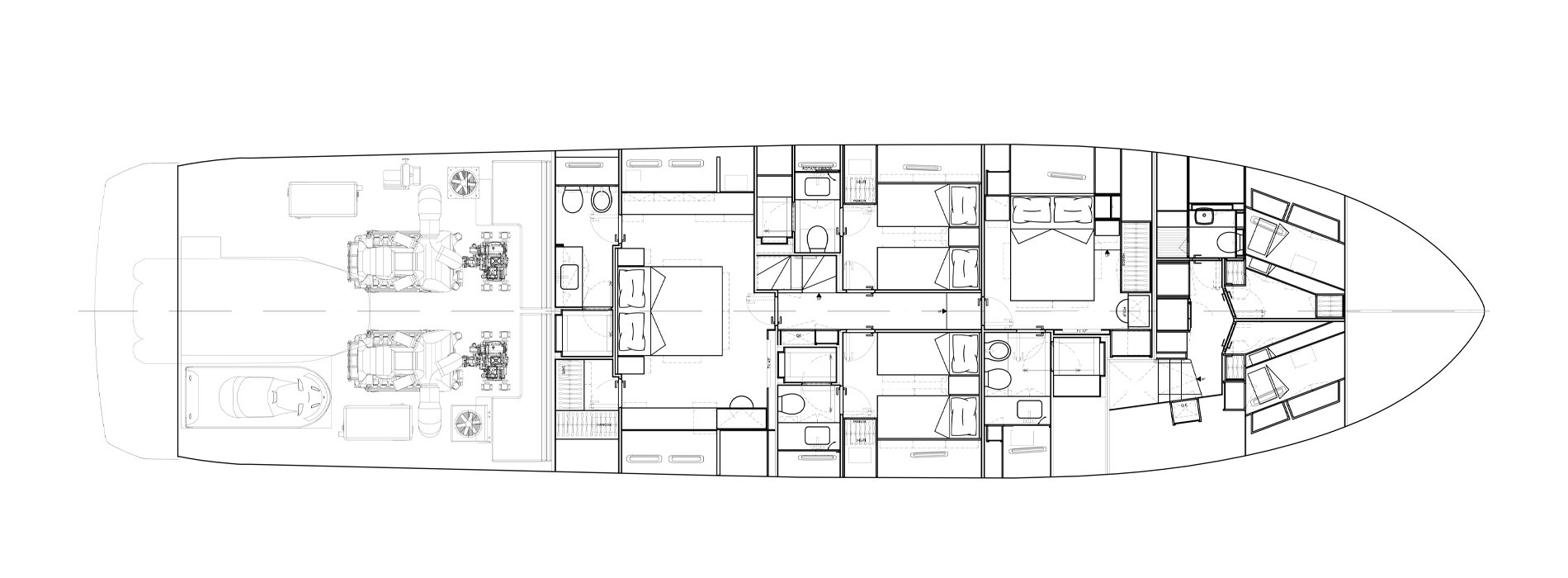 Sanlorenzo SL86A | НИЖНЯЯ ПАЛУБА (вариант А)